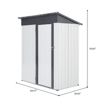 Heavy Duty Outdoor Metal Storage Shed 5x3ft Weatherproof Garden Tool Organizer with Sloped Roof and Hinged Door