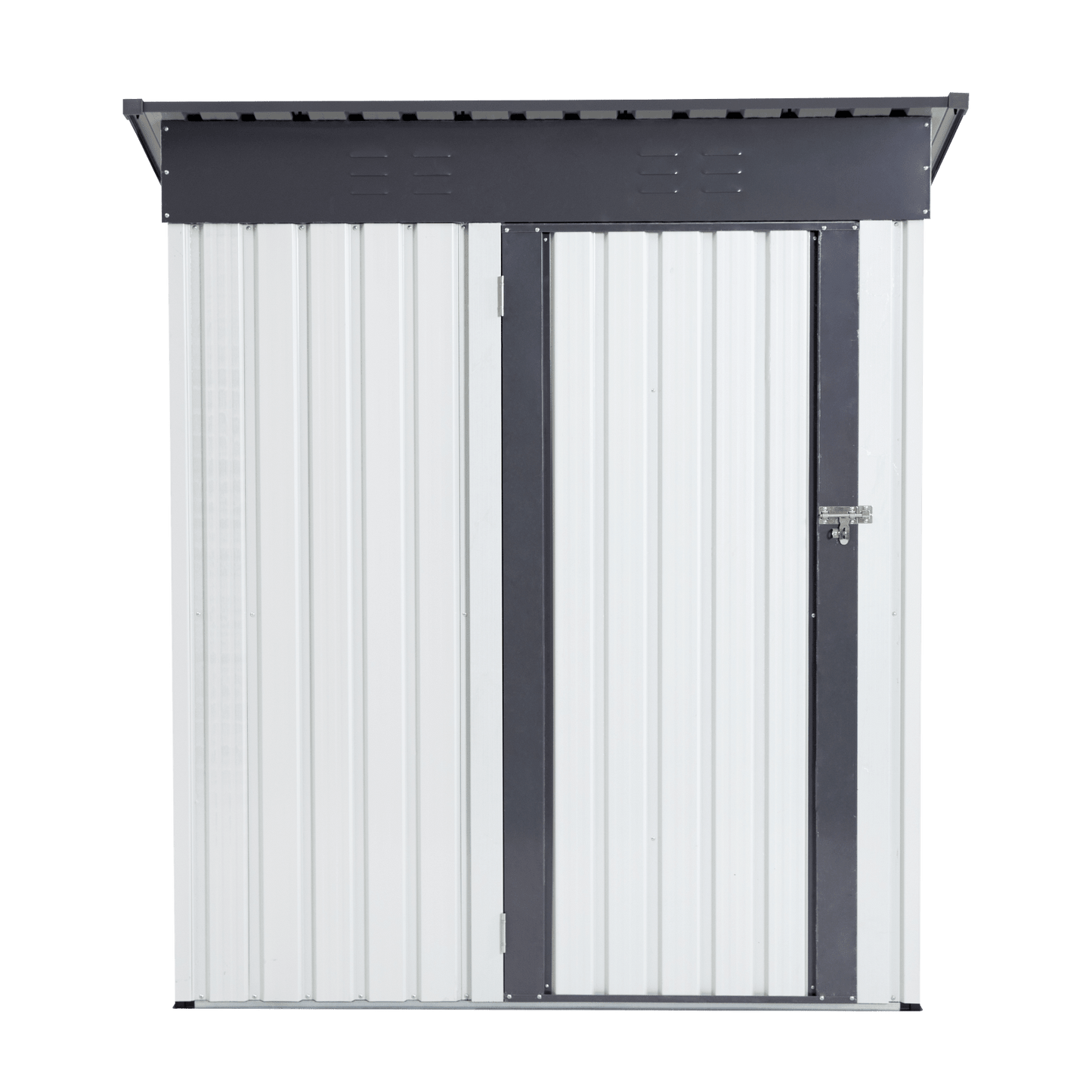 Heavy Duty Outdoor Metal Storage Shed 5x3ft Weatherproof Garden Tool Organizer with Sloped Roof and Hinged Door