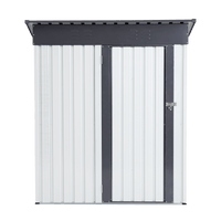 Heavy Duty Outdoor Metal Storage Shed 5x3ft Weatherproof Garden Tool Organizer with Sloped Roof and Hinged Door