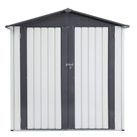 Outdoor Metal Storage Shed - Heavy Duty Weather Resistant Garden Tool Shed With Sloped Roof, Lockable Double Doors, And Easy Access - 6x4ft