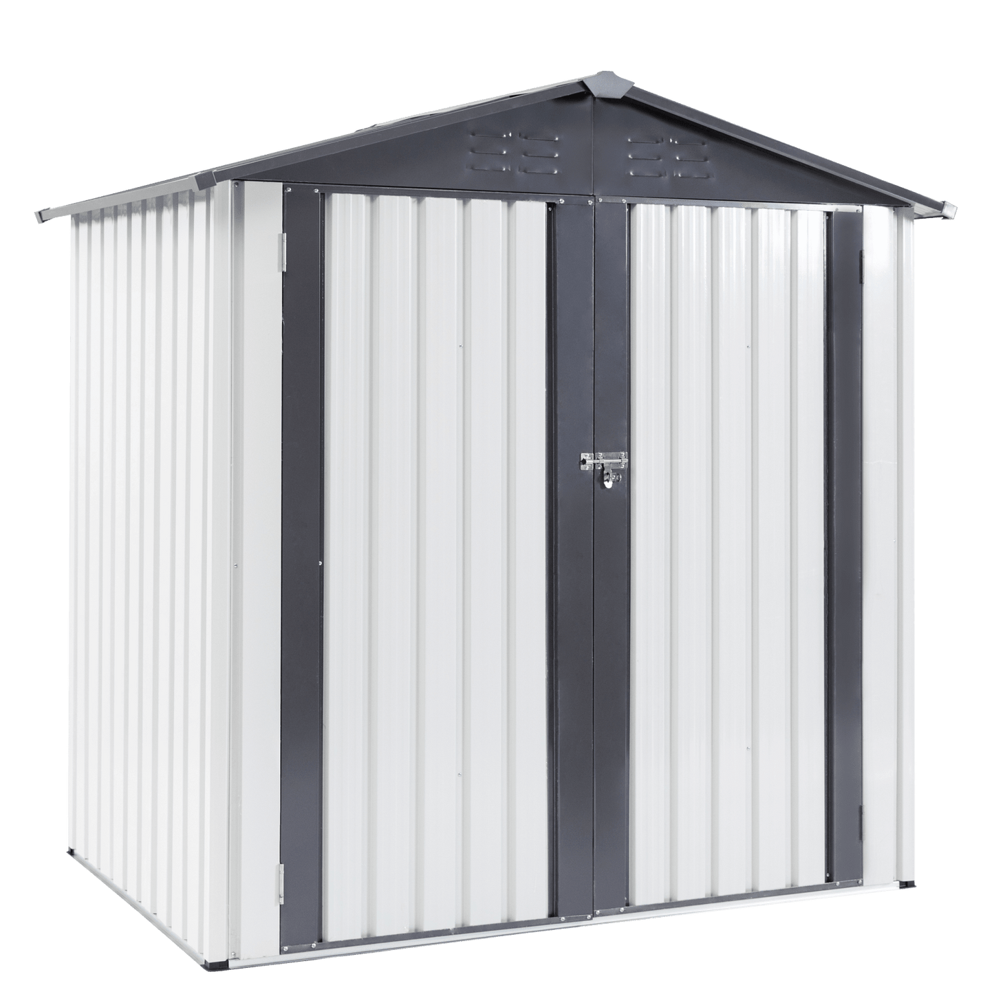 Outdoor Metal Storage Shed - Heavy Duty Weather Resistant Garden Tool Shed With Sloped Roof, Lockable Double Doors, And Easy Access - 6x4ft