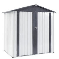 Outdoor Metal Storage Shed - Heavy Duty Weather Resistant Garden Tool Shed With Sloped Roof, Lockable Double Doors, And Easy Access - 6x4ft