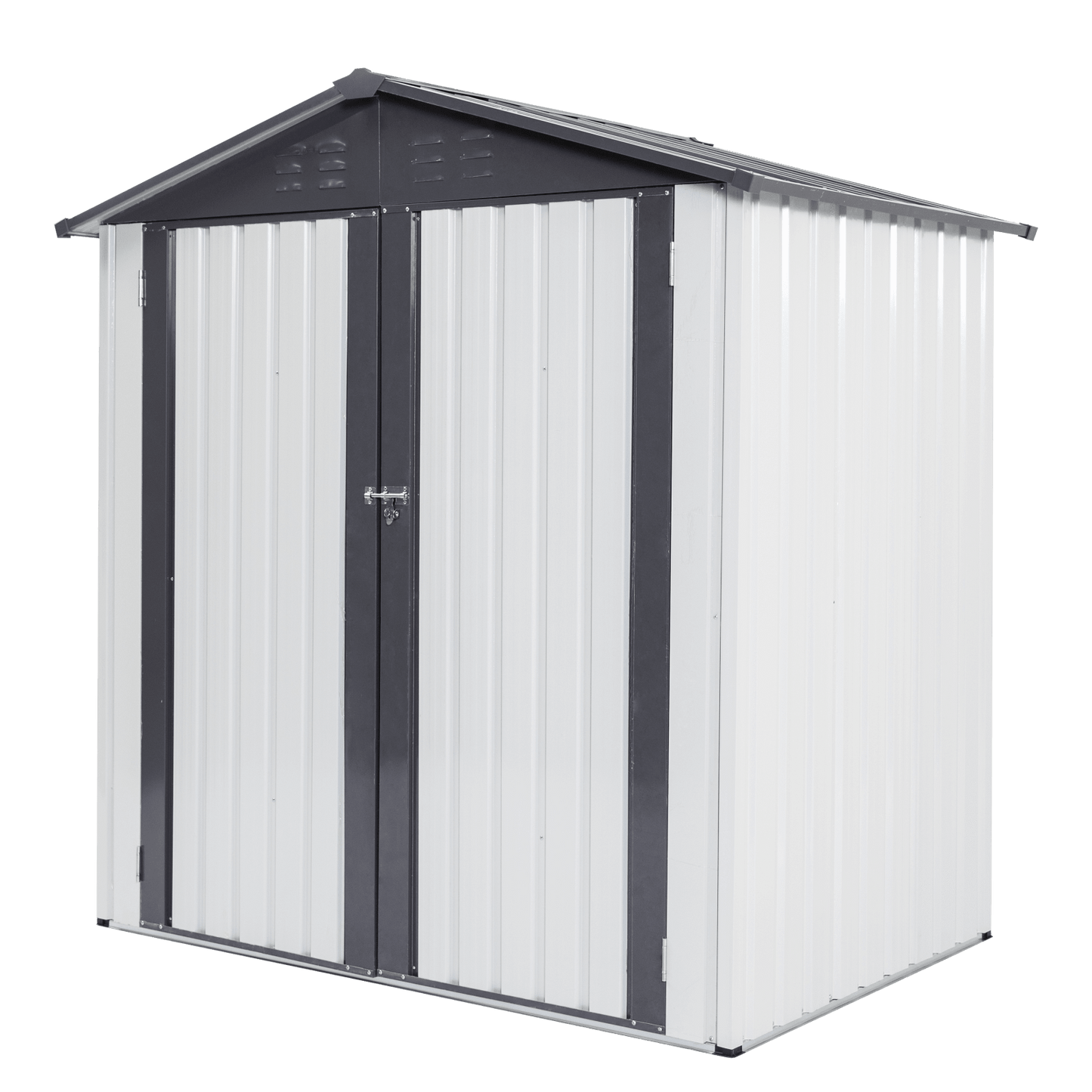 Outdoor Metal Storage Shed - Heavy Duty Weather Resistant Garden Tool Shed With Sloped Roof, Lockable Double Doors, And Easy Access - 6x4ft