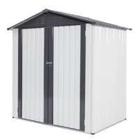 Outdoor Metal Storage Shed - Heavy Duty Weather Resistant Garden Tool Shed With Sloped Roof, Lockable Double Doors, And Easy Access - 6x4ft