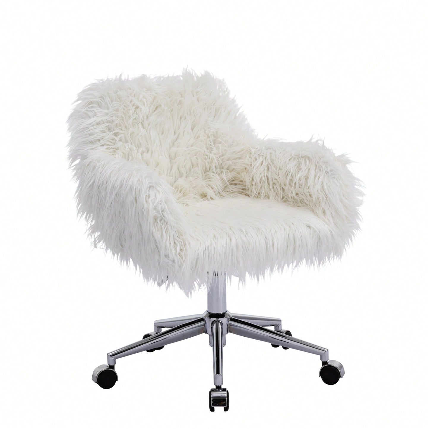 Modern Faux Fur Home Office Chair, Fluffy Chair For Girls, Makeup Vanity Chair