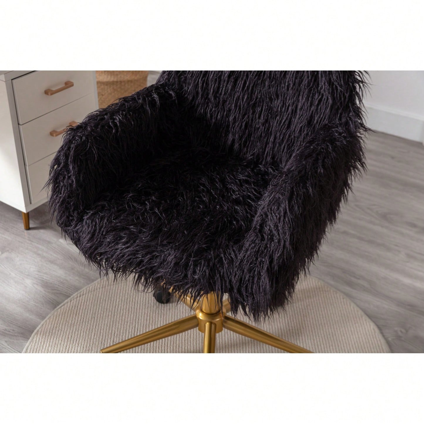 Modern Faux Fur Home Office Chair, Fluffy Chair For Girls, Makeup Vanity Chair