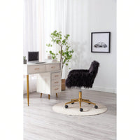 Modern Faux Fur Home Office Chair, Fluffy Chair For Girls, Makeup Vanity Chair