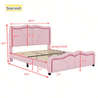Full Size Platform Bed With Adjustable Headboard, LED Light Strip, Upholstered, No Box Spring Needed