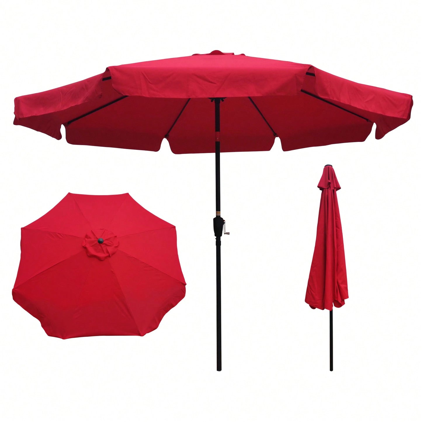 10FT Outdoor Patio Umbrella with Crank and Tilt for Garden and Pool UV Protection Weather Resistant Round Market Umbrella