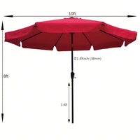 10FT Outdoor Patio Umbrella with Crank and Tilt for Garden and Pool UV Protection Weather Resistant Round Market Umbrella