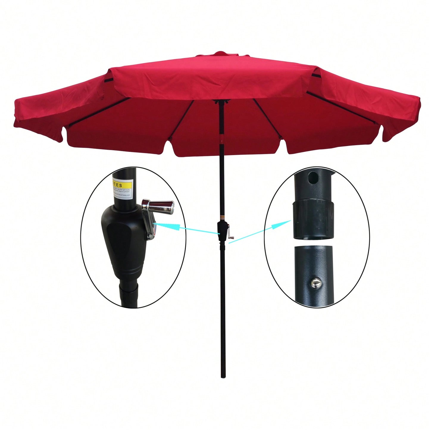 10FT Outdoor Patio Umbrella with Crank and Tilt for Garden and Pool UV Protection Weather Resistant Round Market Umbrella