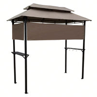 8x4ft Outdoor Grill Gazebo with Soft Top Canopy Steel Frame Two-Tier Roof Weather Resistant Easy Assembly