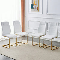 Stylish Set of 4 PU Leather Dining Chairs with Gold Legs for Kitchen Living Room Office