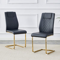 Stylish Set of 4 PU Leather Dining Chairs with Gold Legs for Kitchen Living Room Office