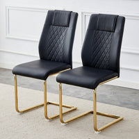 Stylish Set of 4 PU Leather Dining Chairs with Gold Legs for Kitchen Living Room Office