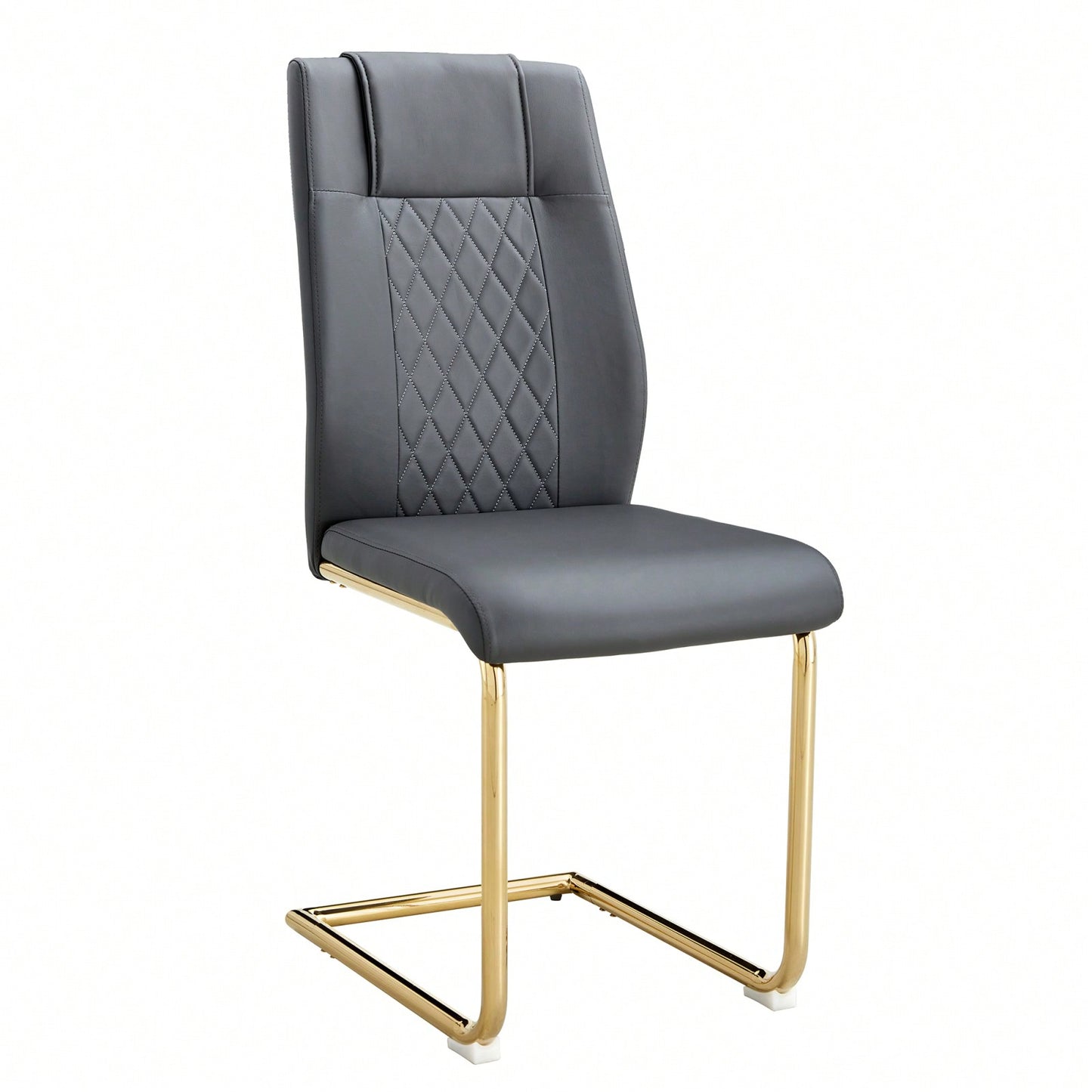 Stylish Set of 4 PU Leather Dining Chairs with Gold Legs for Kitchen Living Room Office