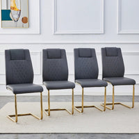 Stylish Set of 4 PU Leather Dining Chairs with Gold Legs for Kitchen Living Room Office