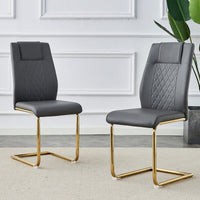 Stylish Set of 4 PU Leather Dining Chairs with Gold Legs for Kitchen Living Room Office