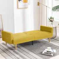 Compact Sofa Bed for Small Spaces - Converts to Single Bed - Stylish Tapered Wood Legs - Ideal for Guests - Multiple Colors Available