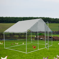 Spacious 10x6x6ft Metal Chicken Coop Outdoor Run Predator-Resistant Weatherproof Easy Assembly for Backyard Chickens