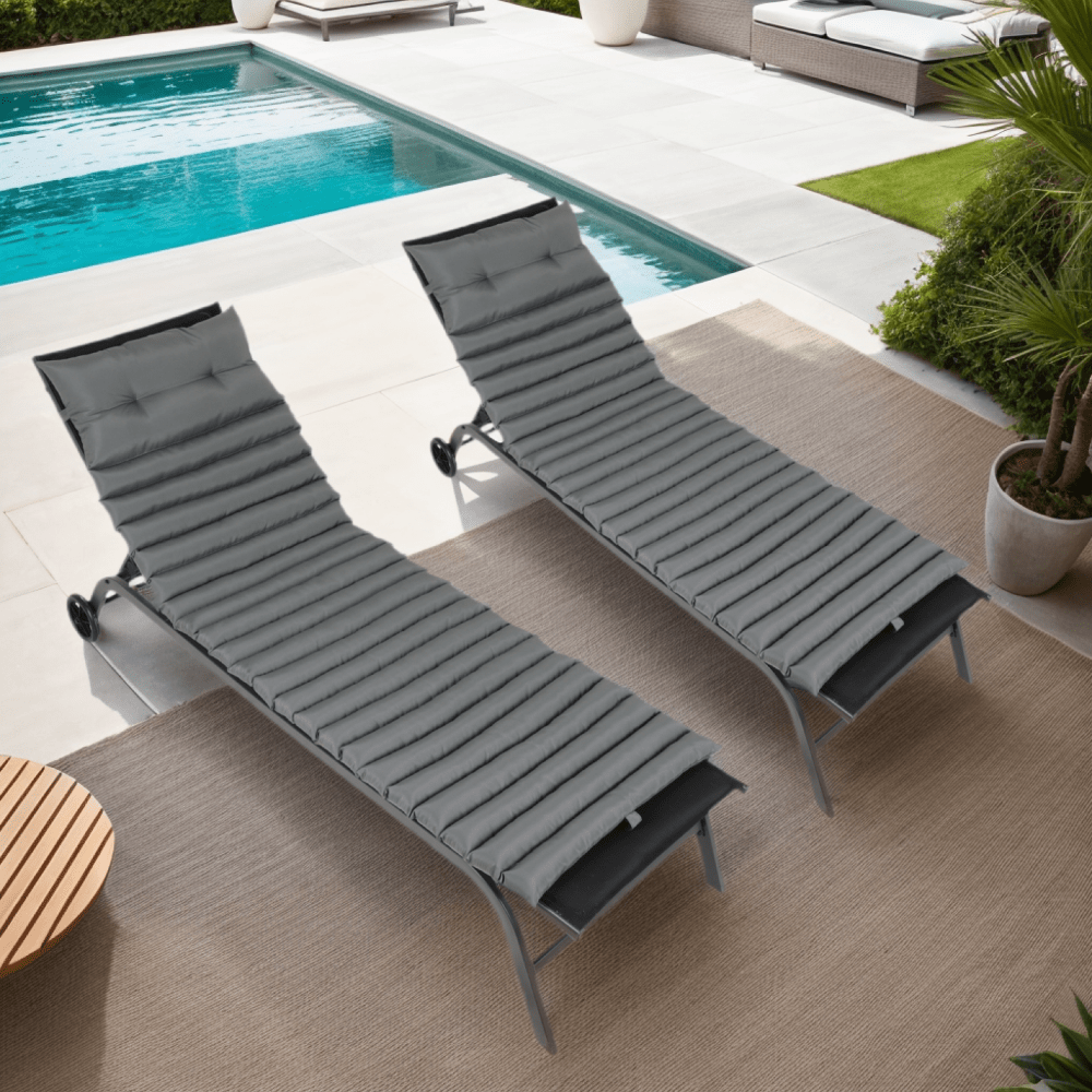 Extra Long 72 Inch Outdoor Chaise Lounge Cushions 2-Pack UV Resistant Water Repellent Non-Slip Patio Furniture Cushions