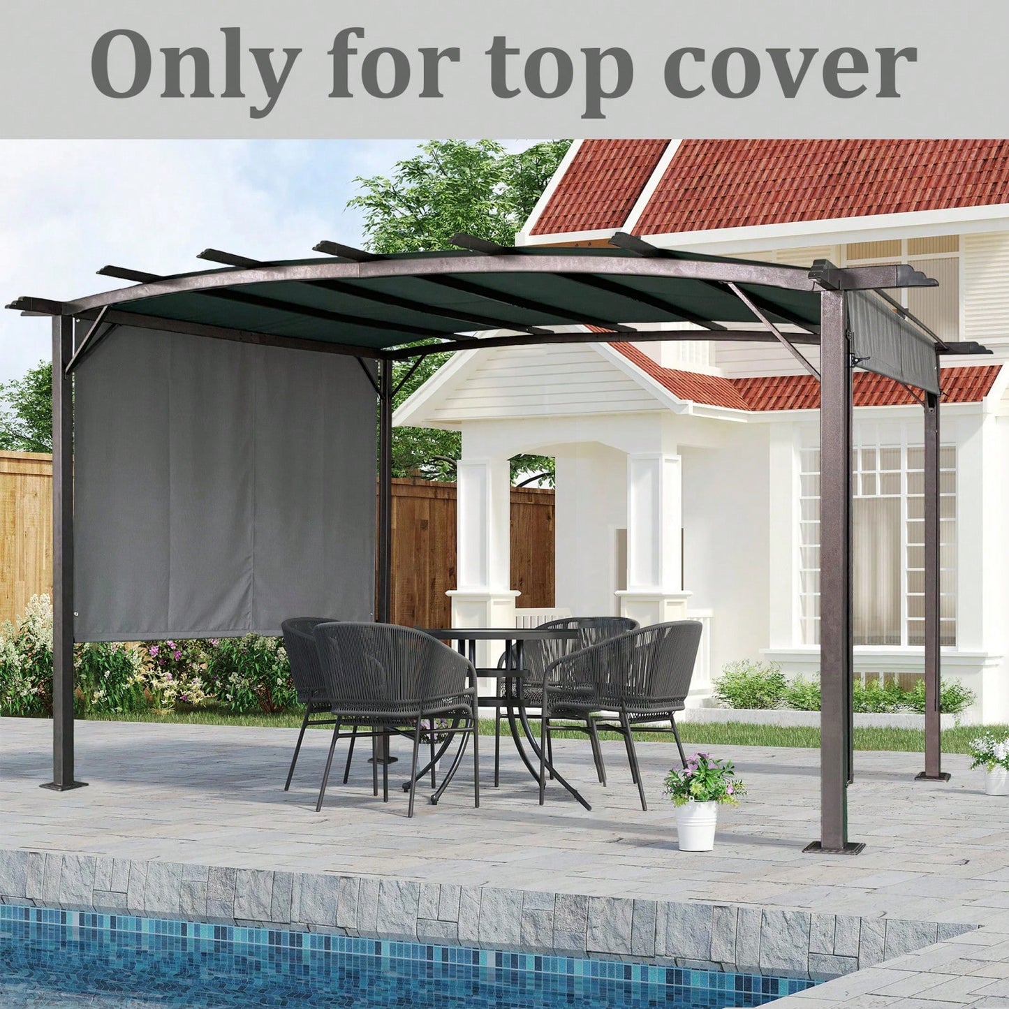 Universal Canopy Cover Replacement For 12x9 Ft Curved Outdoor Pergola Structure