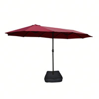 15x9ft Large Double-Sided Rectangular Outdoor Twin Patio Market Umbrella With Light And Base