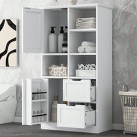 Freestanding Bathroom Storage Cabinet with Adjustable Shelves and Drawers for Versatile Home Organization