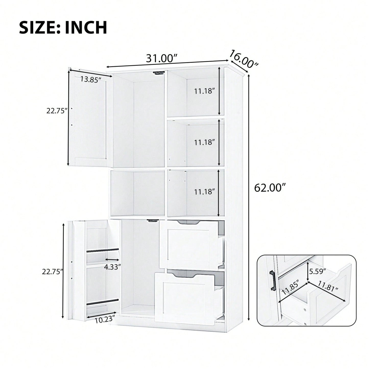 Freestanding Bathroom Storage Cabinet with Adjustable Shelves and Drawers for Versatile Home Organization