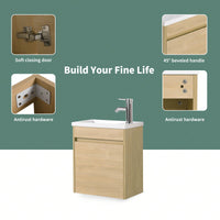 18 Inch Space-Saving Floating Bathroom Vanity with Sink Soft-Close Door Modern Design Single Sink Unit