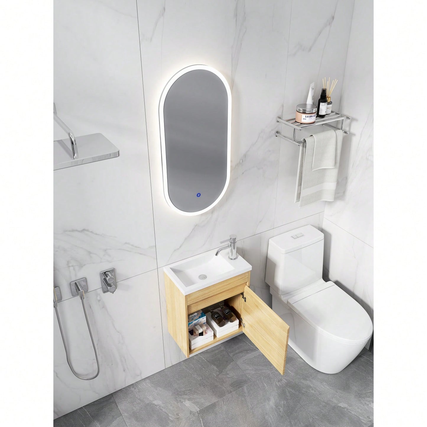 18 Inch Space-Saving Floating Bathroom Vanity with Sink Soft-Close Door Modern Design Single Sink Unit