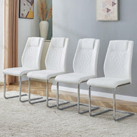 Set of 4 Modern Upholstered Faux Leather Dining Chairs with Metal Legs and Anti-Slip Footpads for Kitchen and Living Room
