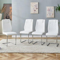 Set of 4 Modern Upholstered Faux Leather Dining Chairs with Metal Legs and Anti-Slip Footpads for Kitchen and Living Room