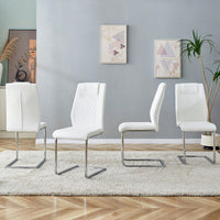 Set of 4 Modern Upholstered Faux Leather Dining Chairs with Metal Legs and Anti-Slip Footpads for Kitchen and Living Room