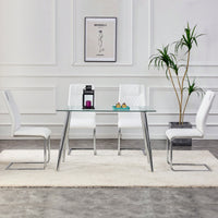 Set of 4 Modern Upholstered Faux Leather Dining Chairs with Metal Legs and Anti-Slip Footpads for Kitchen and Living Room