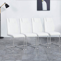 Set of 4 Modern Upholstered Faux Leather Dining Chairs with Metal Legs and Anti-Slip Footpads for Kitchen and Living Room