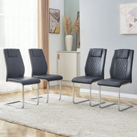 Set of 4 Modern Upholstered Faux Leather Dining Chairs with Metal Legs and Anti-Slip Footpads for Kitchen and Living Room
