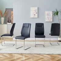 Set of 4 Modern Upholstered Faux Leather Dining Chairs with Metal Legs and Anti-Slip Footpads for Kitchen and Living Room