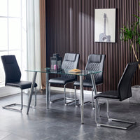Set of 4 Modern Upholstered Faux Leather Dining Chairs with Metal Legs and Anti-Slip Footpads for Kitchen and Living Room