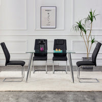 Set of 4 Modern Upholstered Faux Leather Dining Chairs with Metal Legs and Anti-Slip Footpads for Kitchen and Living Room