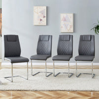 Set of 4 Modern Upholstered Faux Leather Dining Chairs with Metal Legs and Anti-Slip Footpads for Kitchen and Living Room