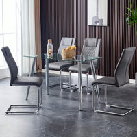 Set of 4 Modern Upholstered Faux Leather Dining Chairs with Metal Legs and Anti-Slip Footpads for Kitchen and Living Room