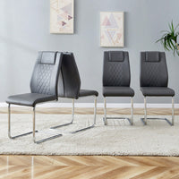 Set of 4 Modern Upholstered Faux Leather Dining Chairs with Metal Legs and Anti-Slip Footpads for Kitchen and Living Room