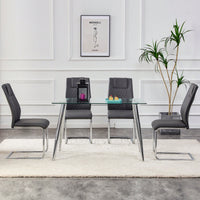 Set of 4 Modern Upholstered Faux Leather Dining Chairs with Metal Legs and Anti-Slip Footpads for Kitchen and Living Room