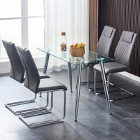 Set of 4 Modern Upholstered Faux Leather Dining Chairs with Metal Legs and Anti-Slip Footpads for Kitchen and Living Room