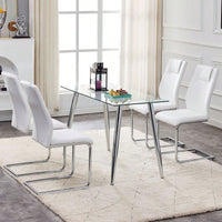 Set of 4 Modern Upholstered Faux Leather Dining Chairs with Metal Legs and Anti-Slip Footpads for Kitchen and Living Room