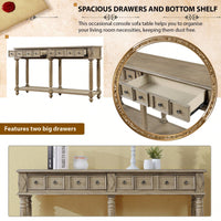 Console Table Entryway Table 58" Long Sofa Table With 2 Drawers In Same Size And Bottom Shelf For Storage