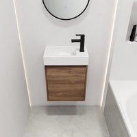 18 Inch Modern Floating Bathroom Vanity with Ceramic Sink and Ample Storage Water-Resistant Easy Assembly