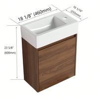 18 Inch Modern Floating Bathroom Vanity with Ceramic Sink and Ample Storage Water-Resistant Easy Assembly