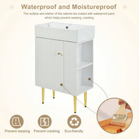 21.6" Bathroom Vanity With Sink And Open Storage - Modern Single Sink Vanity With Ceramic Top And Soft-Close Door